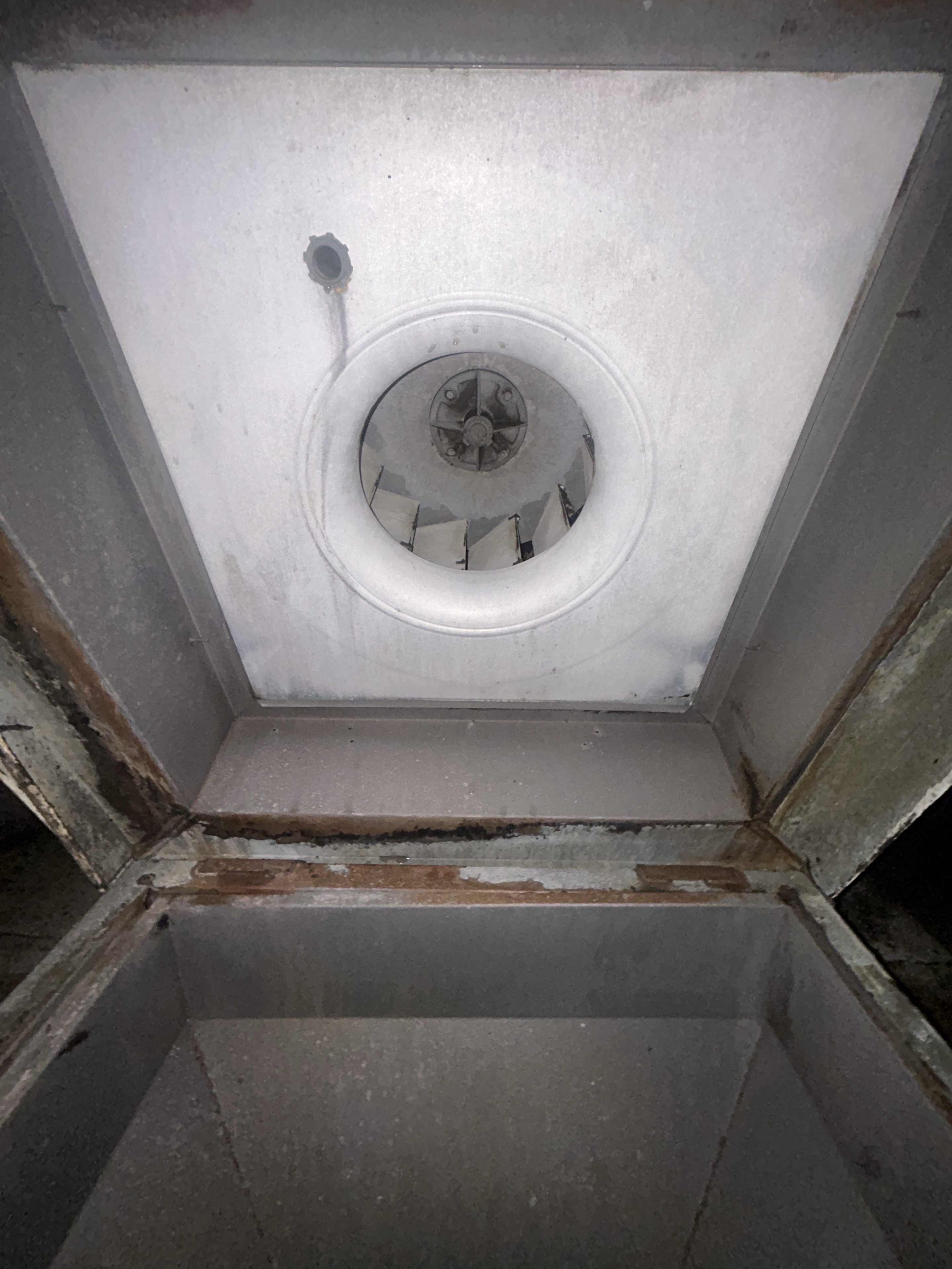Exhaust fan housing after cleaning