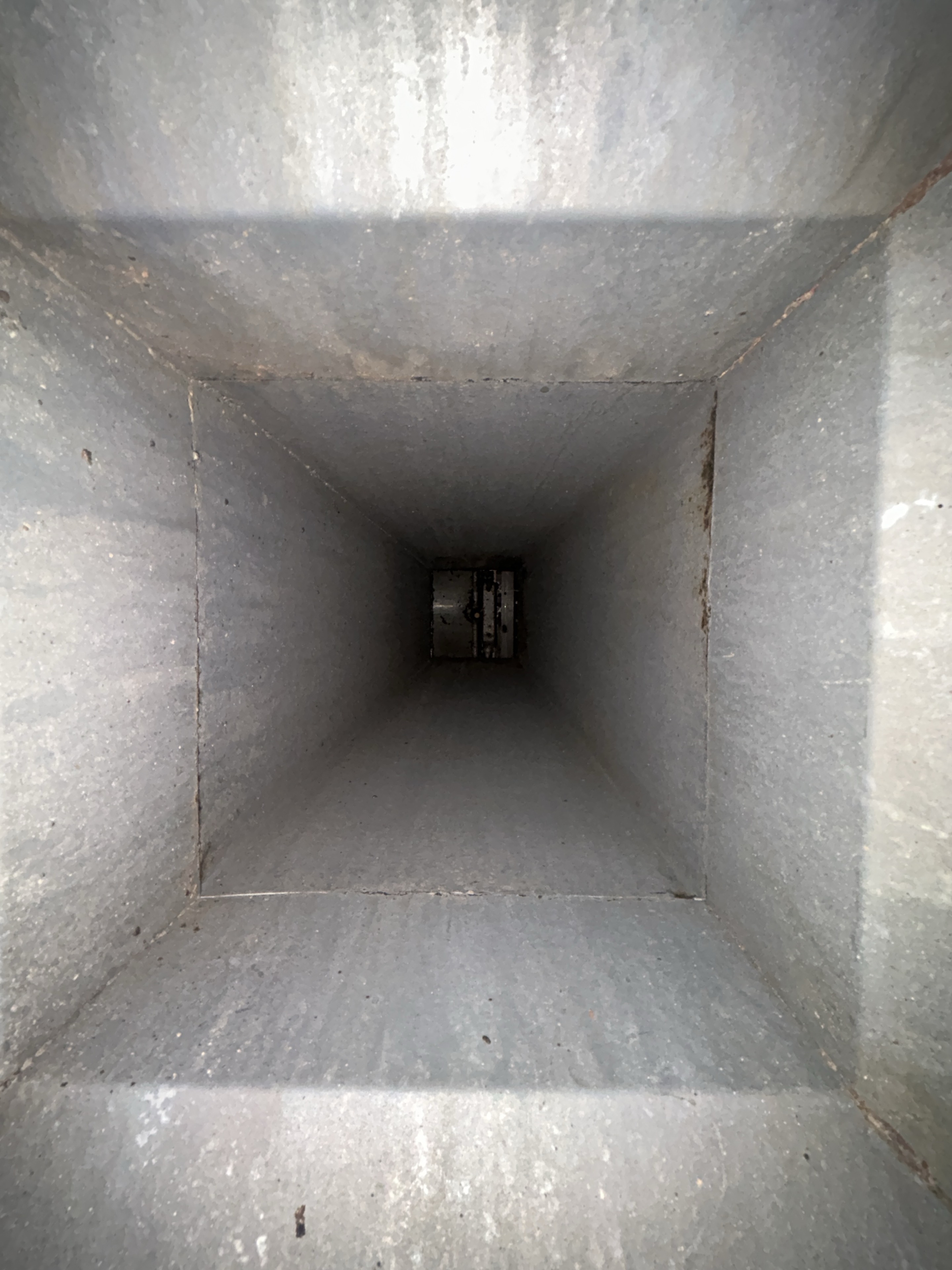 Square exhaust duct after cleaning